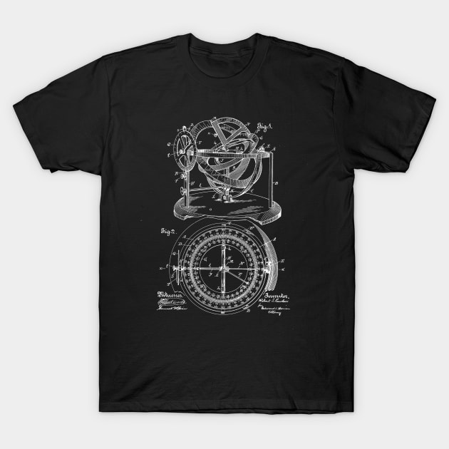 Stellar Compass Vintage Patent Drawing T-Shirt by TheYoungDesigns